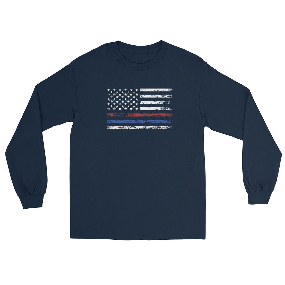 Thin Red and Blue Line Long Sleeve Shirt