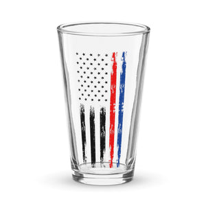 Thin Red and Blue Line pint glass